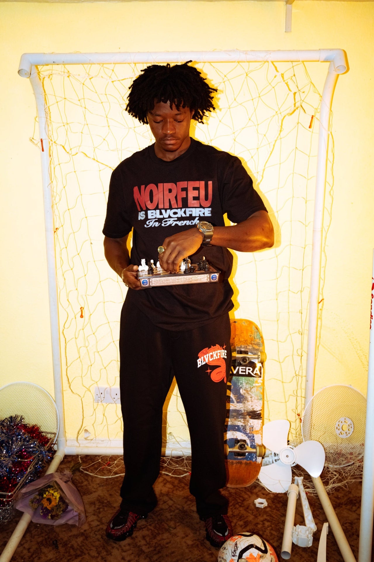 Model wearing blvckfire tourist tshirt