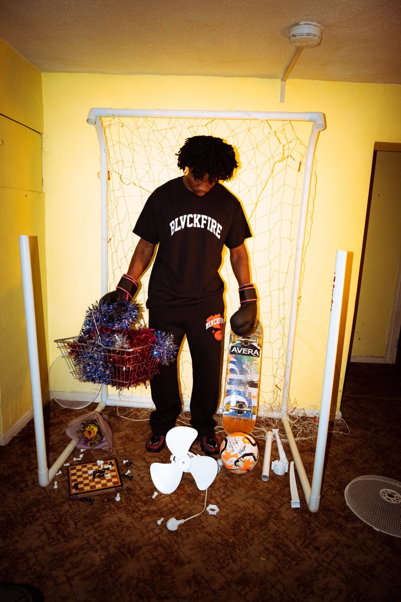 Model wearing blvckfire ivy league tshirt