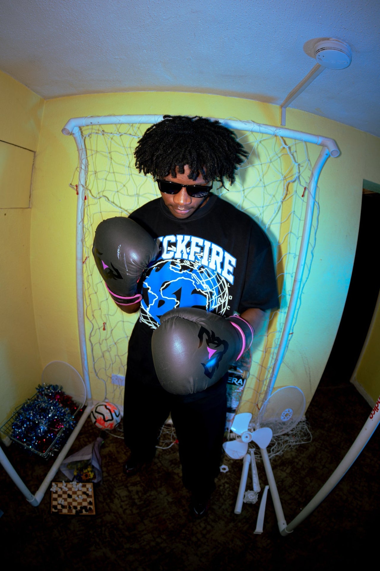 Model wearing blvckfire digital world tshirt