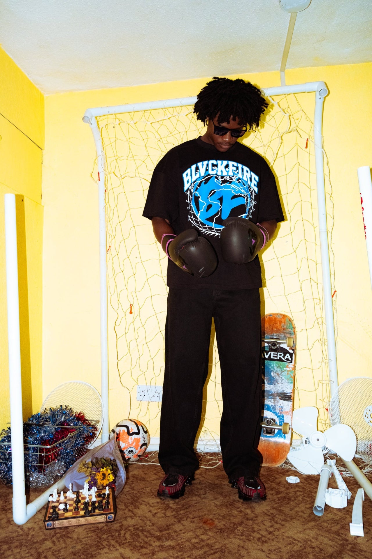 Model wearing blvckfire digital world tshirt