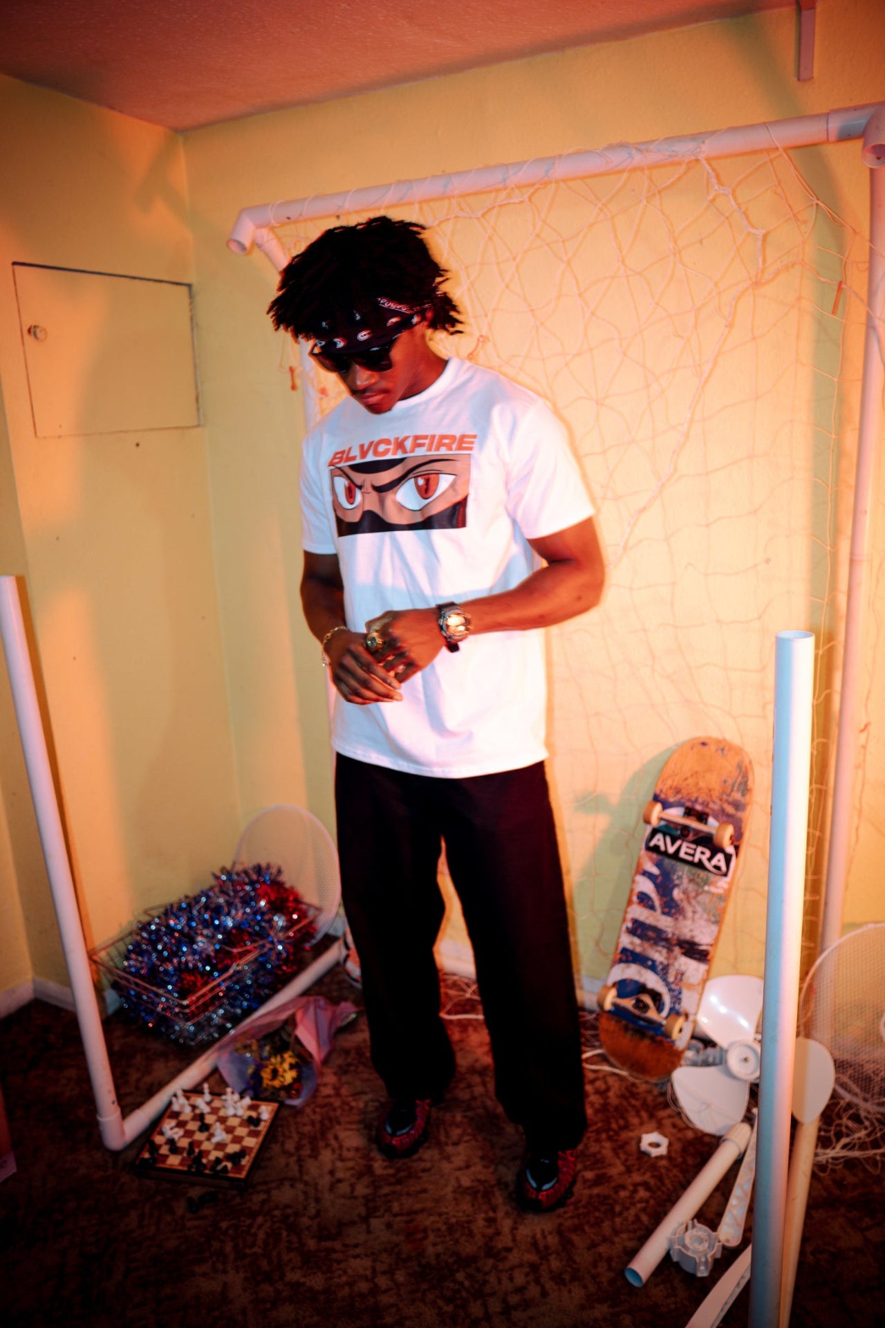 Model wearing blvckfire vision tshirt