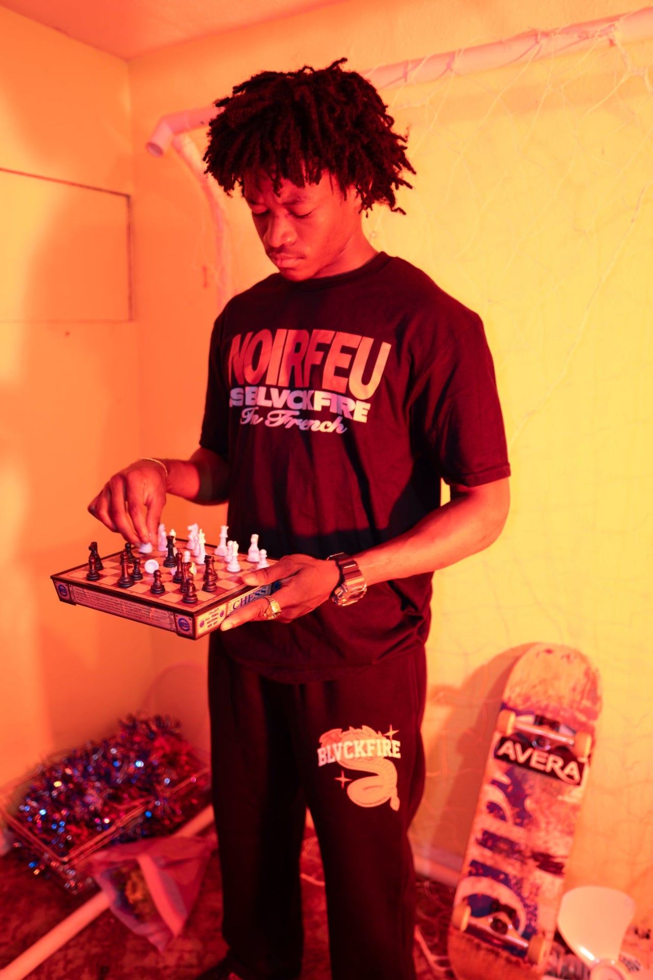 Model wearing blvckfire tourist tshirt