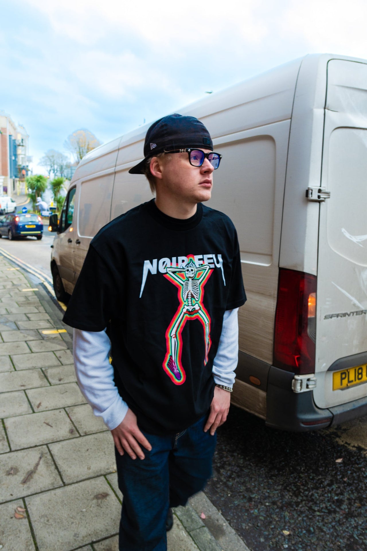 Model wearing blvckfire going brazy tshirt